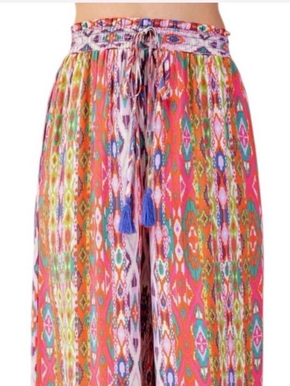 easel Wide Leg Bohemian Multi Colored Printed Pants